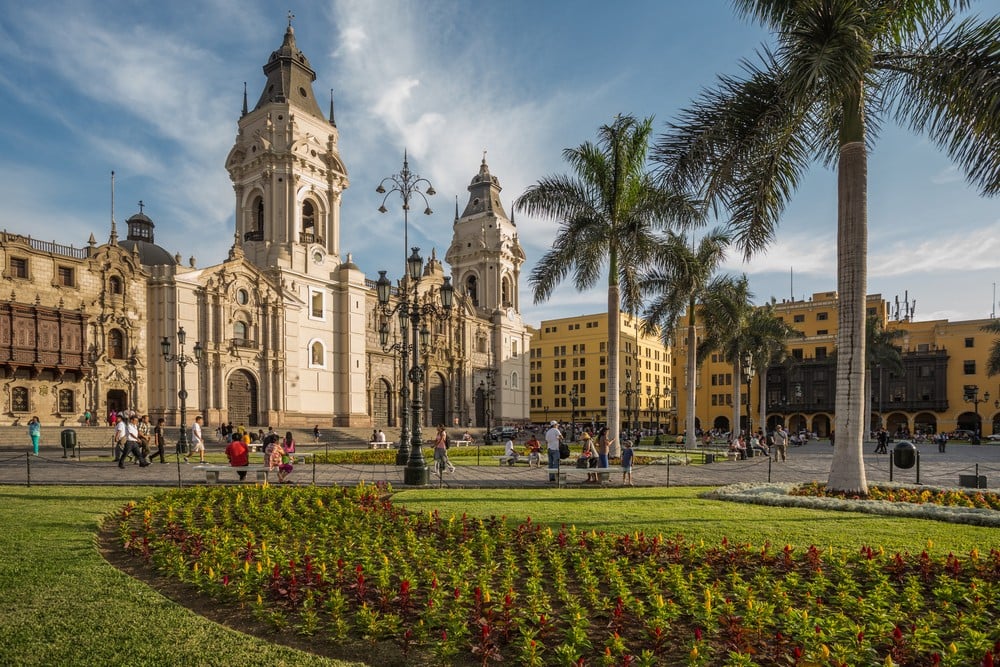 a quare in lima with a cathedral a quare in lima with a cathedral