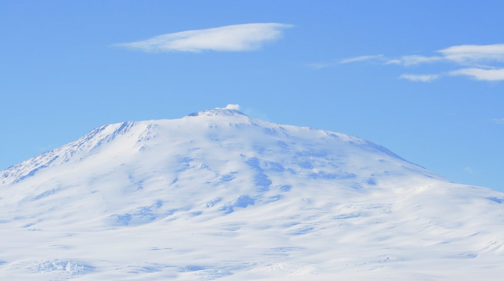 Mount Erebus in the polar region of Antarctica Mount Erebus in the polar region of Antarctica