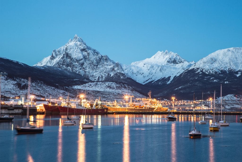 Harbour of Ushuaia at night. Harbour of Ushuaia at night.