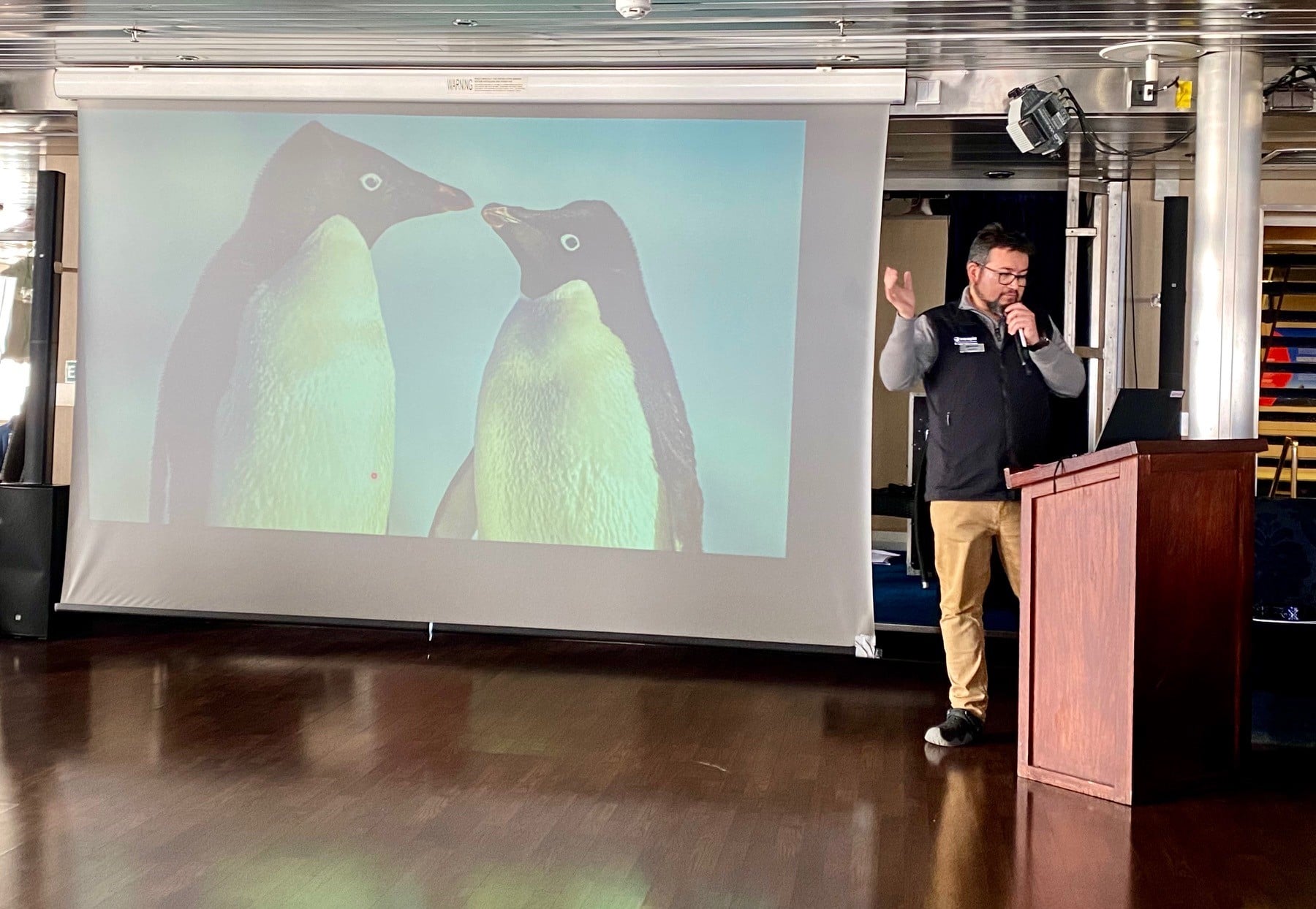 a presentation onboard the Ocean Endeavour