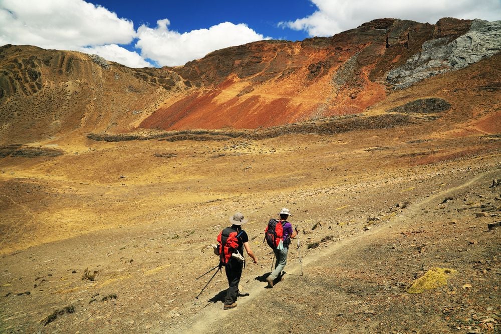 Trekkers at the Cordillera Blanca. Trekkers at the Cordillera Blanca.