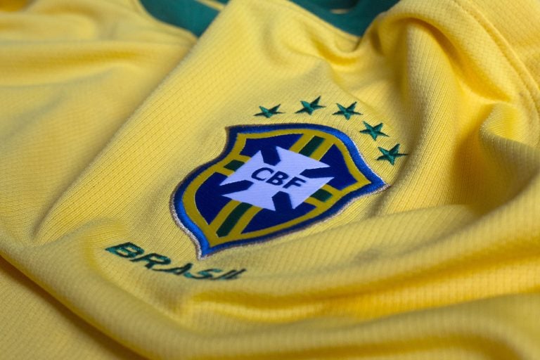 ZAGREB, CROATIA - JUNE 08, 2017. - Brazilian Football Confederation emblem on football jersey. credit shutterstock ZAGREB, CROATIA - JUNE 08, 2017. - Brazilian Football Confederation emblem on football jersey. credit shutterstock