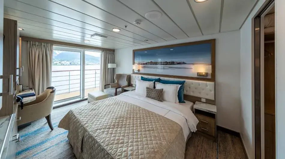 Captain's Suite Sleeping area of the Captain's Suite on Greg Mortimer