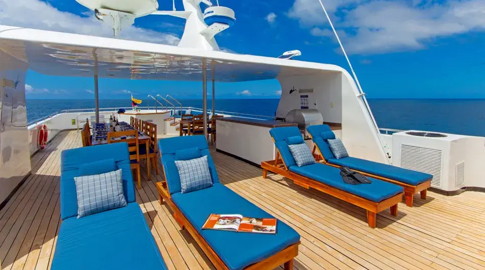 Sundeck of Calipso ship, Galapagos Sundeck of Calipso ship, Galapagos