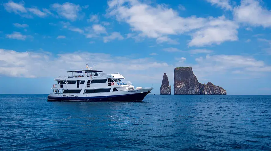 Monserrat Galapagos Cruise Ship Infront of Kicker Rock Monserrat Galapagos Cruise Ship Infront of Kicker Rock