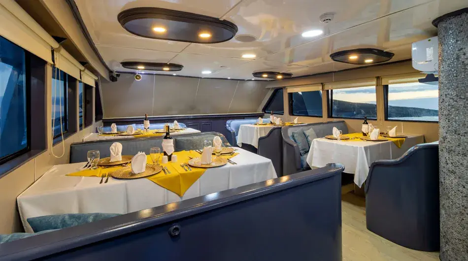 Monserrat Galapagos Cruise Ship - Dining Room Monserrat Galapagos Cruise Ship - Dining Room