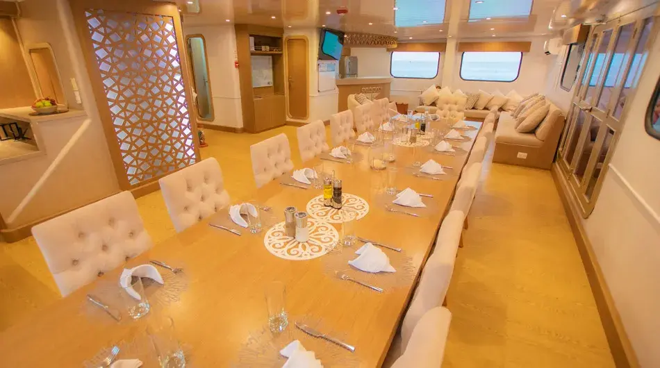 Inside dining room on the Seaman Journey ship Inside dining room on the Seaman Journey ship