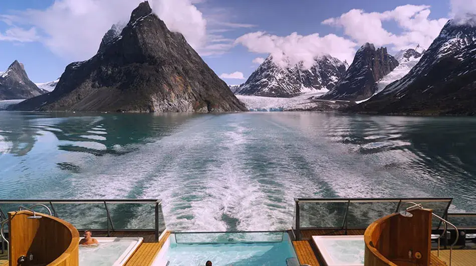 View of Greenland from the back of the ship View of Greenland from the back of the ship