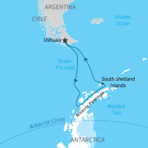 Gentoo-Penguins-on-ice-hero_0.jpg Cruise Itinerary Map from Ushuaia to Antarctic Peninsula back to Ushuaia)